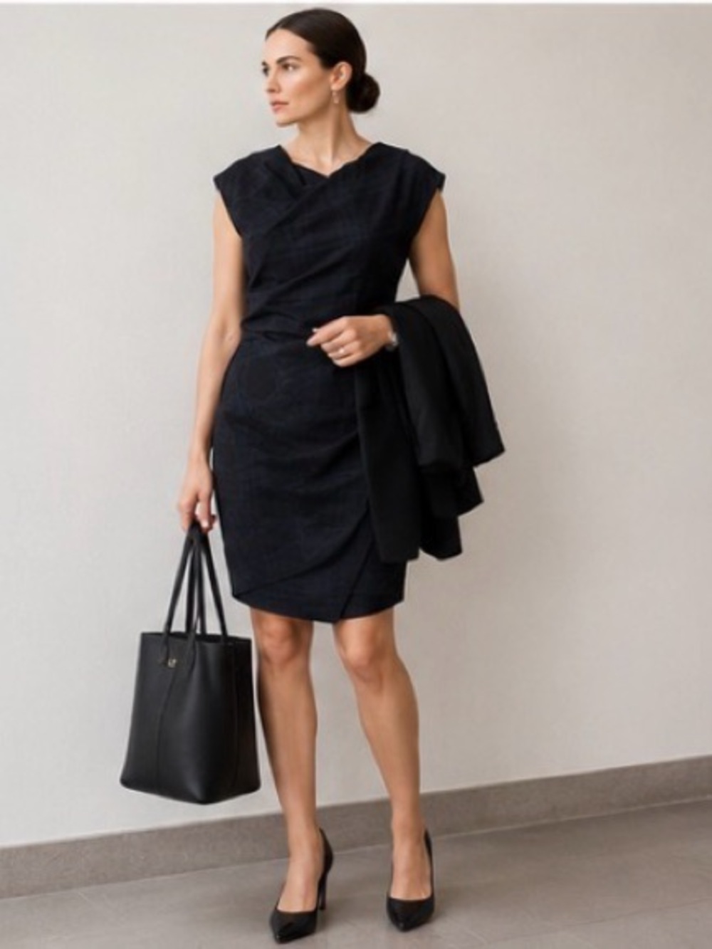 [All Saints] Spitalfields Limski Dark Blue Green Asymmetrical Dress Sz S [UK 8] - Picture 6 of 7